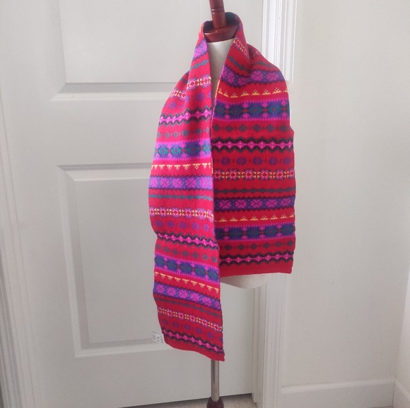 New!J.Crew in fair isle Multi colored Crewcuts 100% wool scarf & gloves Kids set - Picture 2 of 12